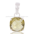 Estilo único Natural Lemon Quartz Gemstone 925 Sterling Silver Pendant Jewelry